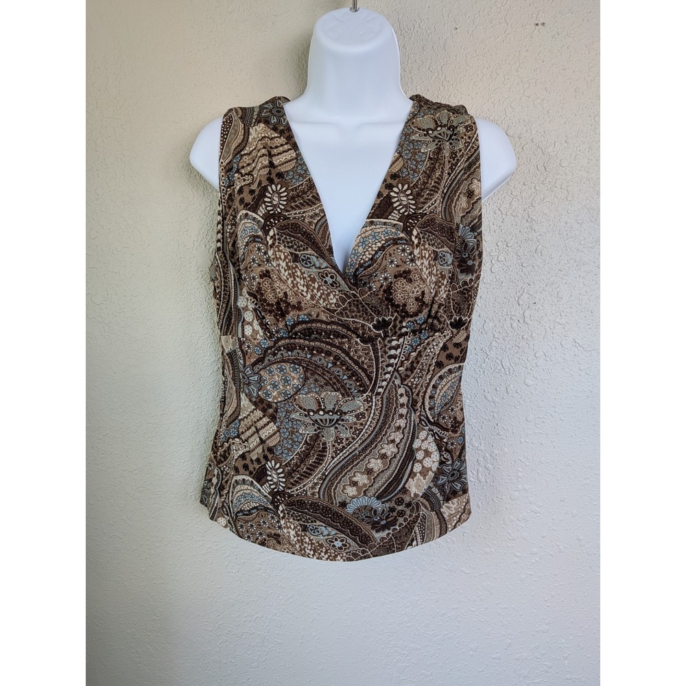 Y2K George‎ Paisley Print Tank Top Sleeveless V-Neck Medium Whimsigoth